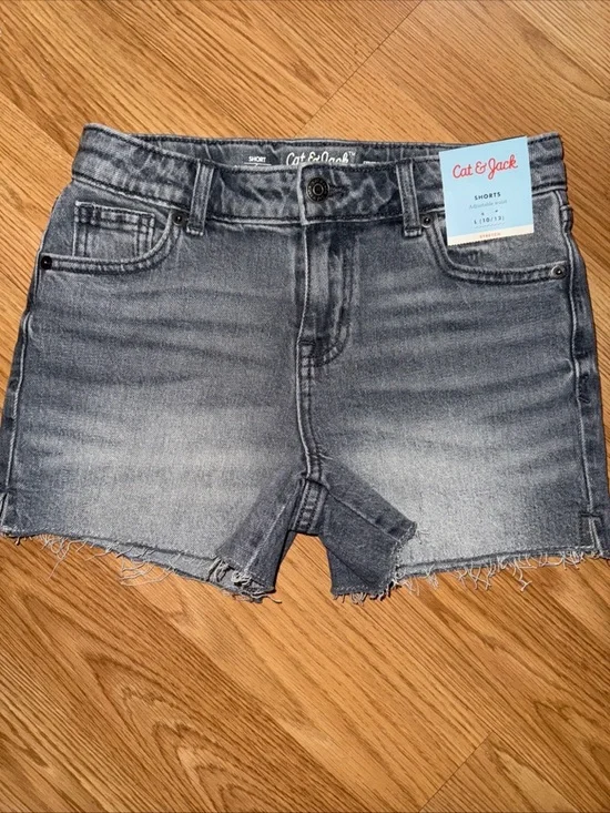 Cat & Jack Girls Gray Cutoff Adjustable Waist Shorts NWT Size Large 10/12…241 - Picture 5 of 8